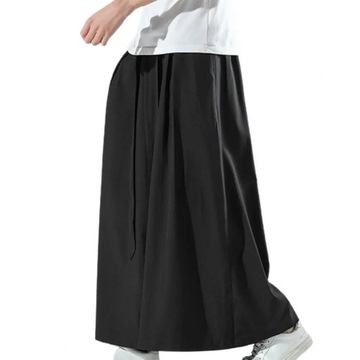 Men Pants Solid Color Chinese Style Flare Pants Me