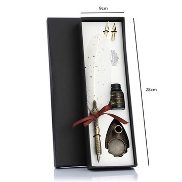 Retro Calligraphy Feather Dip Pen with 2 Nib Set Quill Fountain Writing