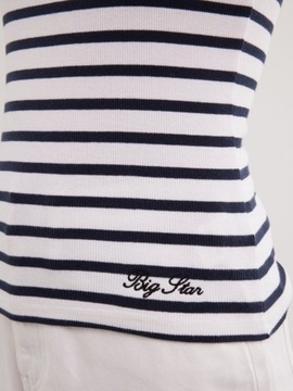 Женская футболка Big Star с белыми и белыми полосатыми ремнями.