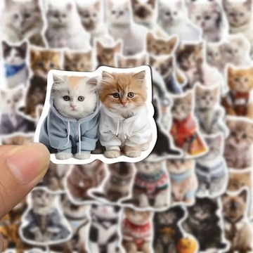 NAKLEJKI KOTY KOTKI WLEPY STICKER MIX WODOODPORNE NA ROWER BIDON 50 szt