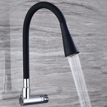 Гибкий излив для кухонного смесителя с 2 функциями струи воды, черный