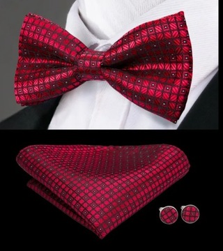 Elegancki zestaw Mucha Poszetka Spinki wys24