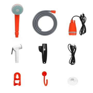 Портативный туристический душ, электрический насос с присоской и крючком.