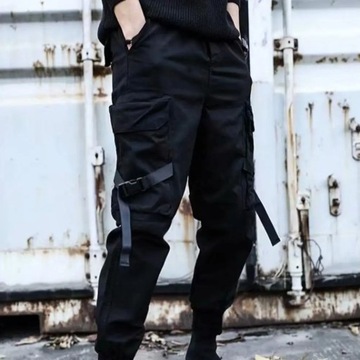 Men Cargo Pants Multi Pockets Hip Hop Drawstring J