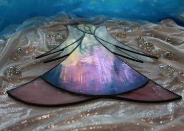 Витраж Тиффани про Ангел, большой, голубой опал