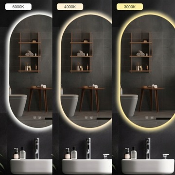 НАСТЕННОЕ ЗЕРКАЛО ДЛЯ ВАННОЙ ОВАЛЬНОЕ СО СВЕТОДИОДНОЙ ПОДСВЕТКОЙ EGJ 50x90 см