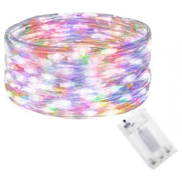 LAMPKI DRUCIKI 50LED MULTIKOLOROWE ŚWIATEŁKA MIRKO ŻYŁKI NA BATERIE ŚWIATŁO