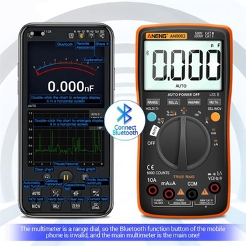 Miernik Multimetr ANENG AN9002 z Bluetooth TRUE Rms termopara