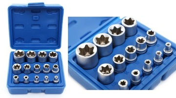 KLUCZE NASADOWE NASADKI TORX E4 - E24 ZESTAW 14szt. #
