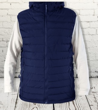 ЖИЛЕТ МУЖСКОЙ, С РУКАВАМИ, ТЕМНО-СИНИЙ, СТЕГАНЫЙ КАПЮШОН, XXXL 3XL