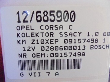 KOLEKTOR SACÍ/ZBĚRNÉ CORSA C 1.0 12V 09157498BM 09129713