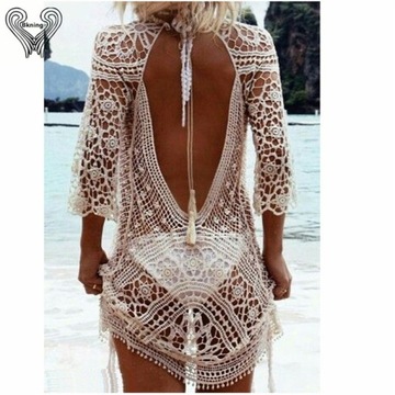 ТУНИКА ПЛЯЖНОЕ ПЛАТЬЕ КРУЖЕВНОЕ ПАРЕО БЕЛЫЙ/БЕЖЕВЫЙ