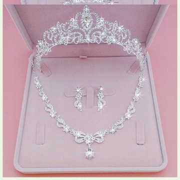 Naszyjnik ślubny Kolczyki Tiara Zestaw