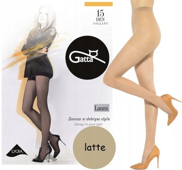 rajstopy GATTA 15 den LAURA lycra gładkie LATTE # 4 L