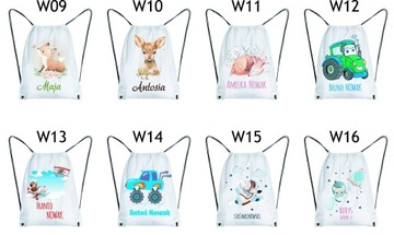 WOREK PLECAK do przedszkola szkoły dla dziecka + IMIĘ wzory