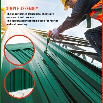 14x трапециевидный лист, оцинкованный, 7 м², зеленый трапециевидный кровельный лист