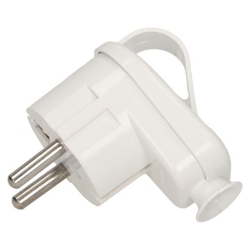 Угловая вилка 2P+Z с ручкой, белая