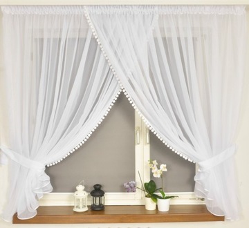 НОВАЯ ШТОРА ИЗ ВУАЛЯ + ПОМПОНЫ 400х160см НОВИНКА!