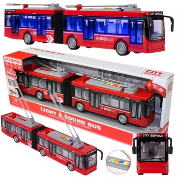 DUŻY AUTOBUS Miejski Przegubowy OTWIERANE DRZWI DŹWIĘKI ŚWIATŁA z napędem