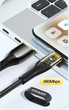 быстрый Essager 7А, кабель 1м. Кабель быстрой зарядки USB-A — USB-C PD 100 Вт