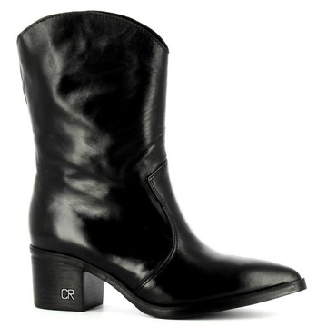 CARINII B5539 BOTKI KOWBOJKI SKÓRA LICO CZARNE