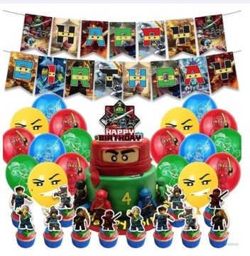 ZESTAW DEKORACJI URODZINOWYCH DLA DZIECKA LEGO NINJAGO BALONY TOPERRY