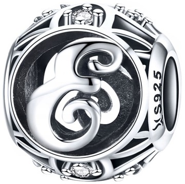 Zawieszka Charms Koralik Litera E Srebro 925