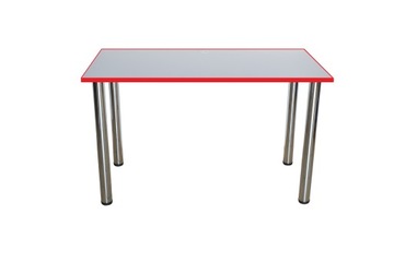 Базовый белый компьютерный стол с красной кромкой