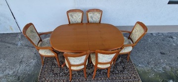 Stół owalny duż+4Krzeseł+2 Fotelowe Stylowy Cherry