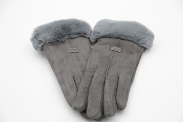 ПЕРЧАТКИ ЖЕНСКИЕ ЗИМНИЕ TOUCH СЕРЫЕ ТЕПЛЫЕ CLASSIC TEDDY ELEGANT