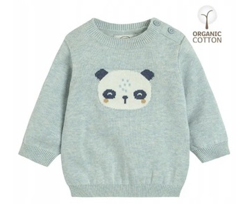 COOL CLUB Sweter chłopięcy niebieski Panda r. 74
