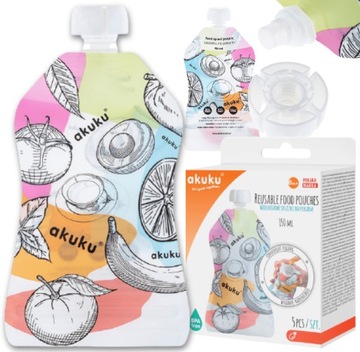 WIELORAZOWE SASZETKI TUBKI DO POKARMU 150 ml 5 szt