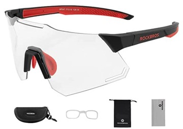 Okulary rowerowe ultralekkie 26g ROCKBROS S247BK Photochrom UV400