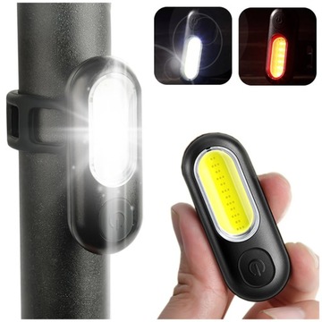 LAMPKA ROWEROWA PRZEDNIA TYLNA LED USB WODOODPORNA