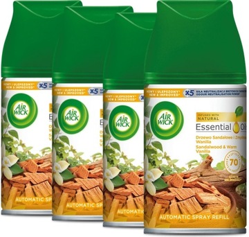 AIR WICK Drzewo Sandałowe i Zmysłowa Wanilia Zapas Freshmatic 4 x 250ml