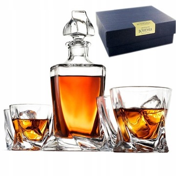 BOHEMIA QUADRO WHISKY KARAFKA + 6 SZKLANEK ORYGINAŁ CZECH REPUBLIC