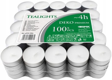 PODGRZEWACZE ŚWIECZKI 100 szt. TEALIGHTY 4h