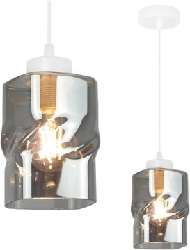 LAMPA WISZĄCA BIAŁA SUFITOWA SZKLANY KLOSZ GRAFIT ZWIS 1 ŻYRANDOL LED E27