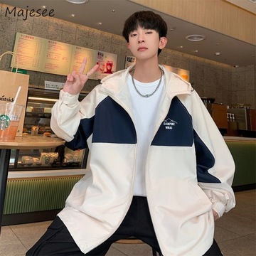 Мужские куртки с капюшоном на молнии ветрозащитная куртка пара