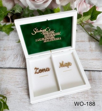 Pudełko na koperty duże +obrączki złote dekory