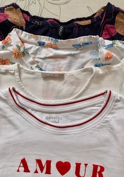 Orsay Bluzka damska T-shirt kwiaty 36 S kpl 4 szt
