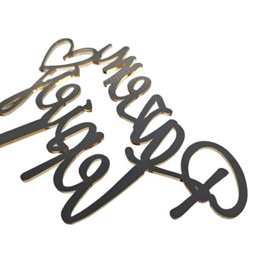 Золотой зеркальный топпер, украшение для торта RAZEM LEPIEJ, золотое зеркало