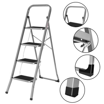 3-СТУПЕНЧАТАЯ ЛЕСТНИЦА 150 КГ ПРОЧНАЯ СТАЛЬНАЯ ПРОЧНАЯ ДЛЯ ДОМА
