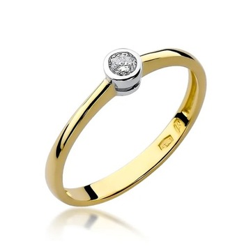 Pierścionek z brylantem 0,10ct żółte złoto pr. 585
