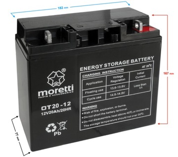 Akumulator do kosiarki traktorka 12V 20Ah 200A Moretti AGM/GEL 2024r mocny