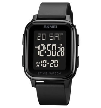 SKMEI Zegarek męski LED czarny alarm 12/24 h