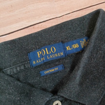 POLO RALPH LAUREN Koszulka Longsleeve Polo Szara Męska Logowana r. XL