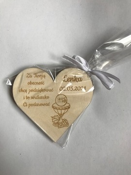 Drewniany magnes podziękowanie dla gości komunijnych Komunia Święta