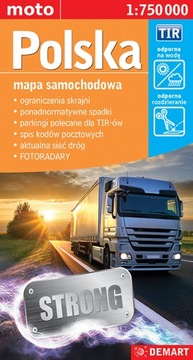 POLSKA 2023/2024 TIR MAPA WODOODPORNA SAMOCHODOWA