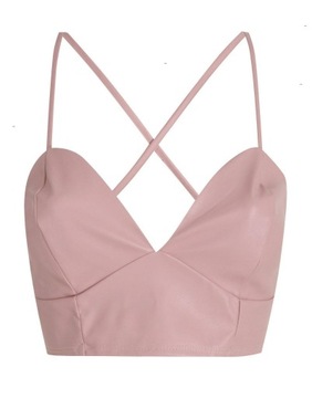 NEW LOOK RÓŻOWY CROP TOP BRALET IMITACJA SKÓRY H02 XTR__XS